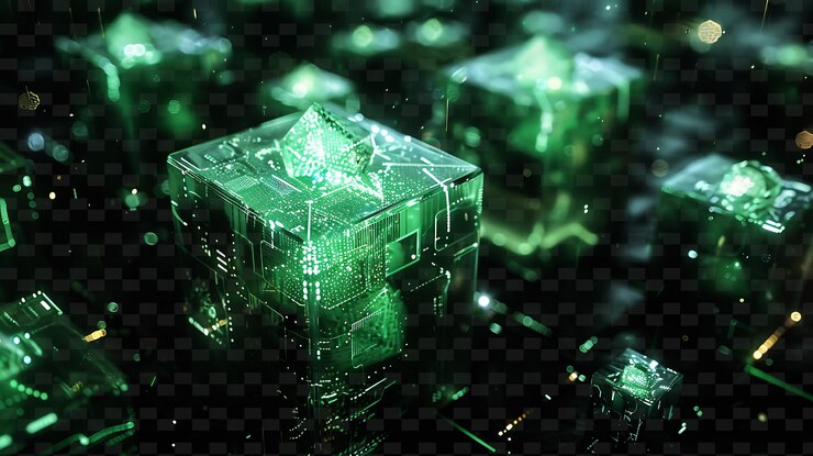 PSD green cube with green and blue on the bottom