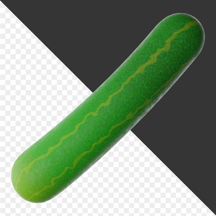 PSD a green cucumber is shown on a white background