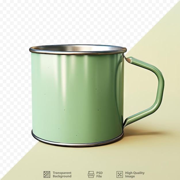 PSD green cup on transparent background surface