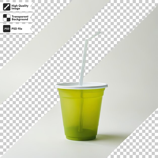 PSD a green cup with a straw in it that says  no