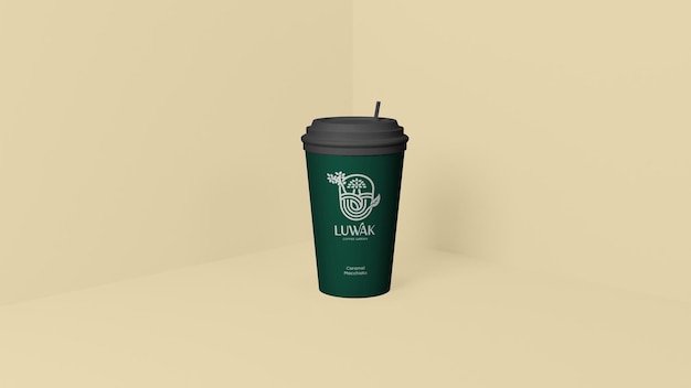 A green cup with the word lukka on it