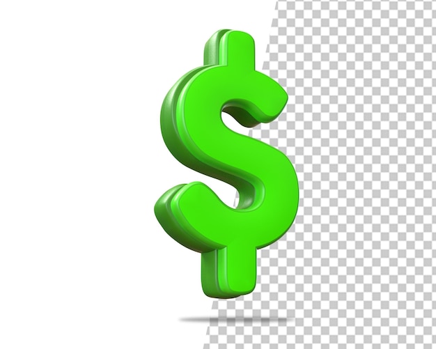 PSD rendering 3d dell'icona del dollaro di valuta verde