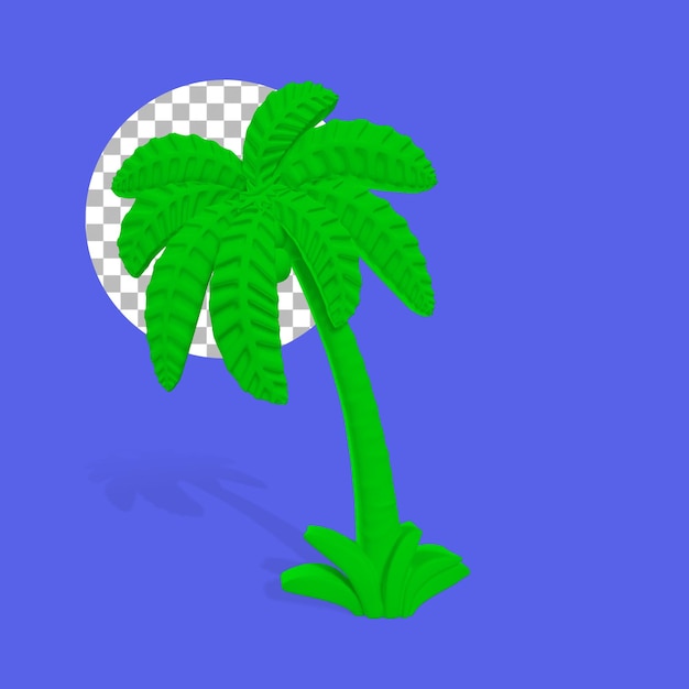 PSD green cute palm tree 3d rendering isolated