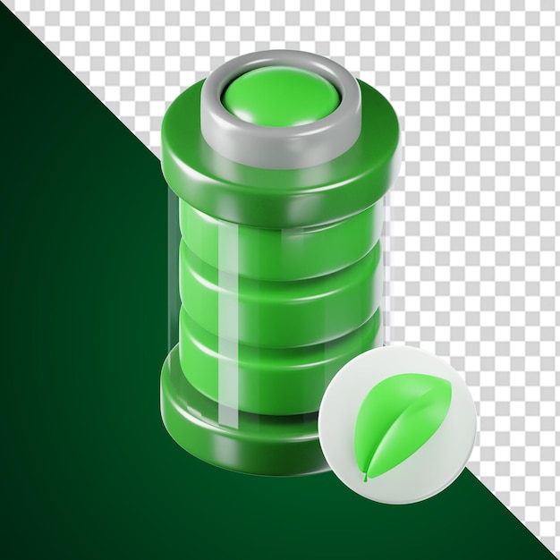 A green cylinder with a green circle on the top of it.