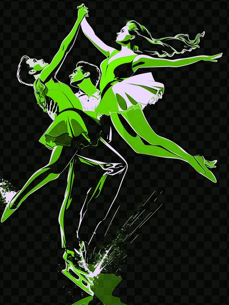 PSD a green dancer with a white background and the words  dance  on the bottom