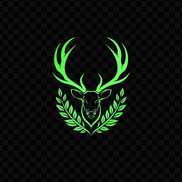 Green deer head on a black background