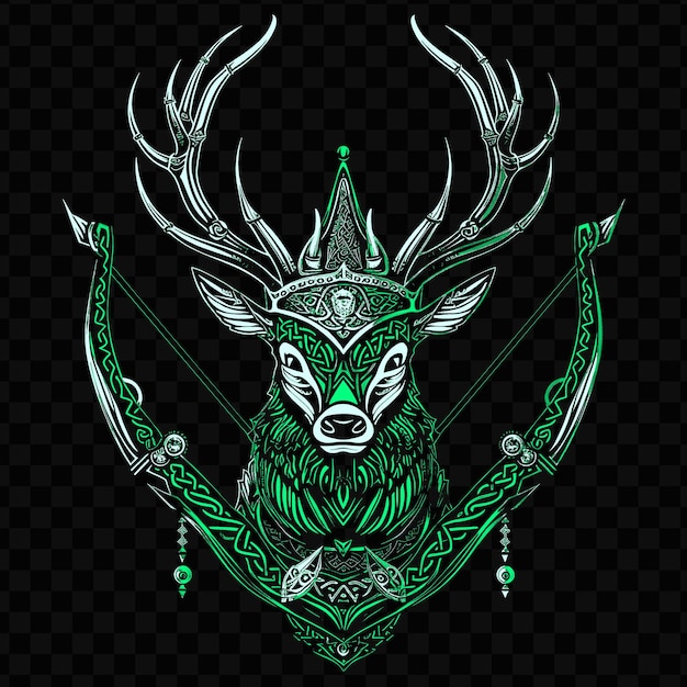 PSD a green deer head with a crown on the top of it