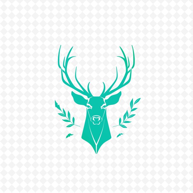 PSD green deer head with a green antlers on a background of stars