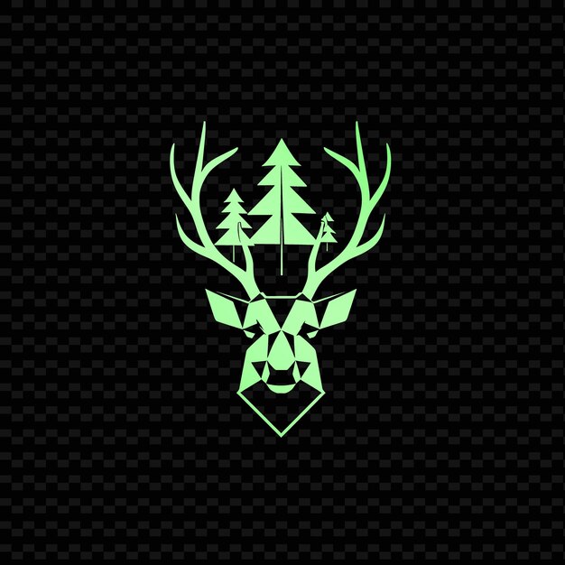 PSD a green deer head with a snowflake on it