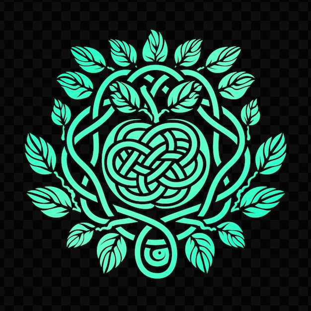 PSD green design of a celtic symbol on a black background