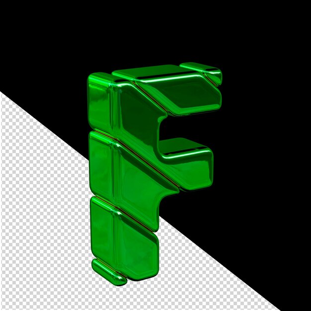 green diagonal block 3d symbol view from the left letter f