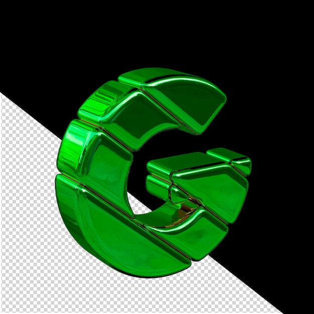 Green diagonal block 3d symbol view from the left letter g