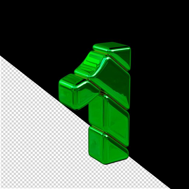 緑色の斜線ブロック 3D シンボルを左から見た番号 1