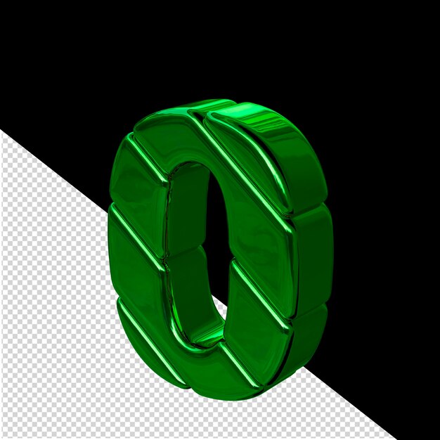 Vista del simbolo del blocco diagonale verde dal numero 0 a sinistra