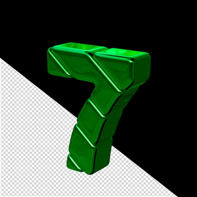 green diagonal block symbol view from the left number 7