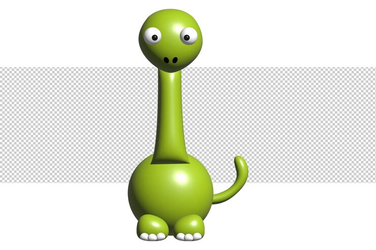 PSD a green dinosaur with a long neck is standing in a hole.