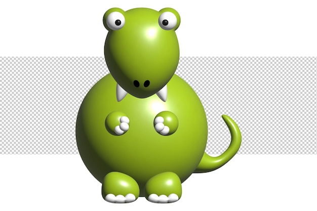 A green dinosaur with white teeth is shown in this image.