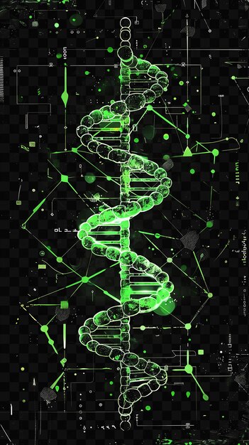 A green dna with a green background and a green dna