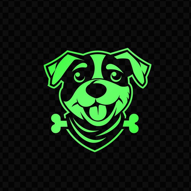 PSD a green dog with a green collar on a dark background