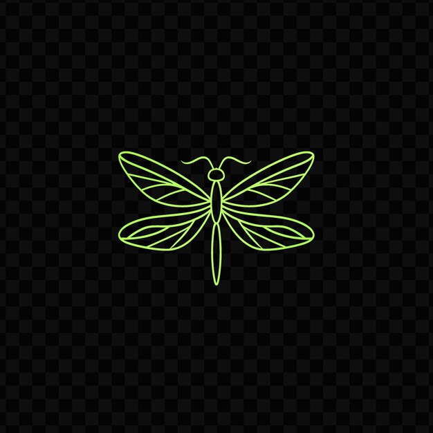 PSD green dragonfly on a black background free vector