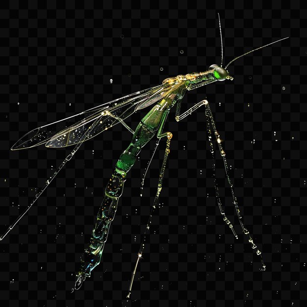 PSD a green dragonfly with a black background