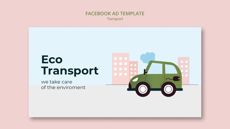 PSD green and eco friendly transport social media promo template