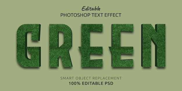 PSD effetto modificabile verde di stile del testo di photoshop