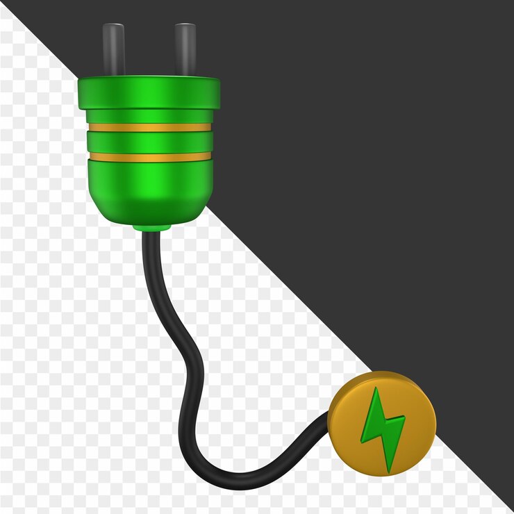 PSD green electric plug with a green battery on it