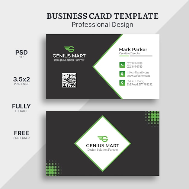 PSD green elegant business card