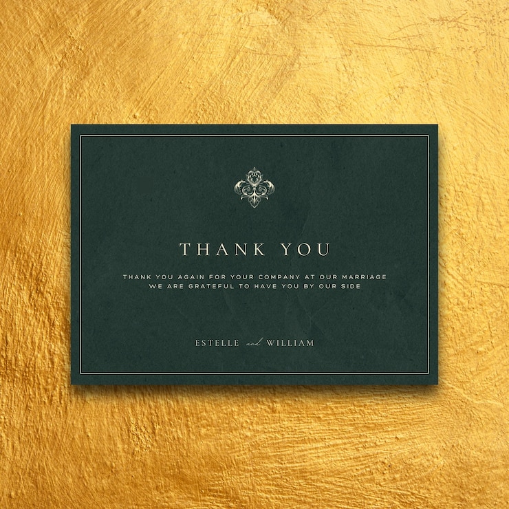 PSD green elegant wedding thank you card