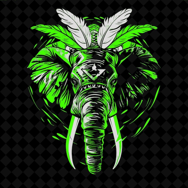 A green elephant with wings on the back of it