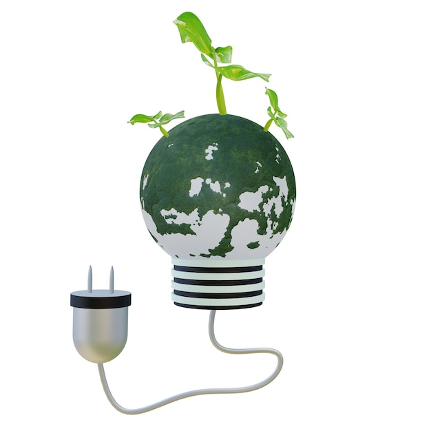 PSD green energy 3d illustration on white background