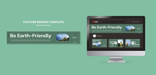 PSD green energy youtube banner template