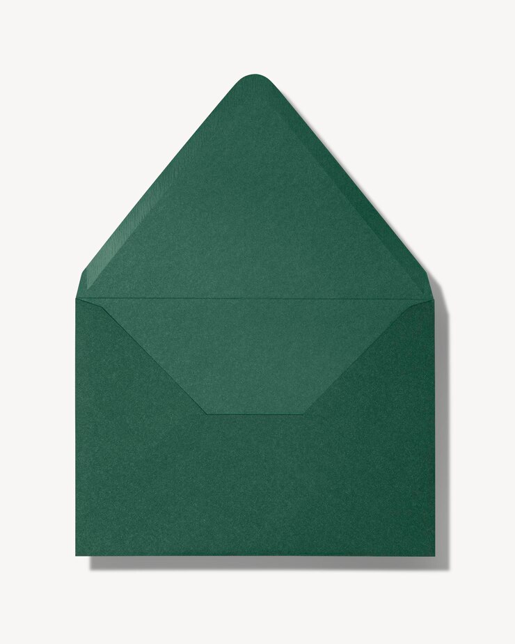 PSD green envelope mockup stationery flat lay design psd