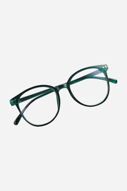 PSD green eyeglasses isolated on transparent background png format