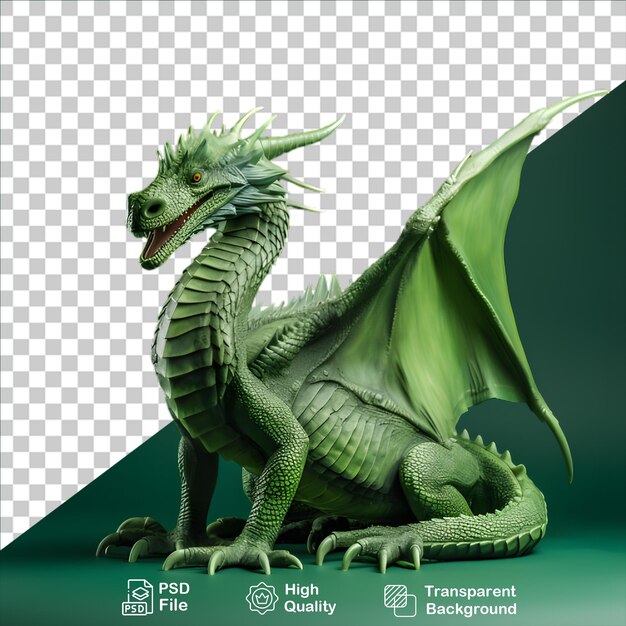 PSD green fanstasy dragon isolated on transparent background include png file