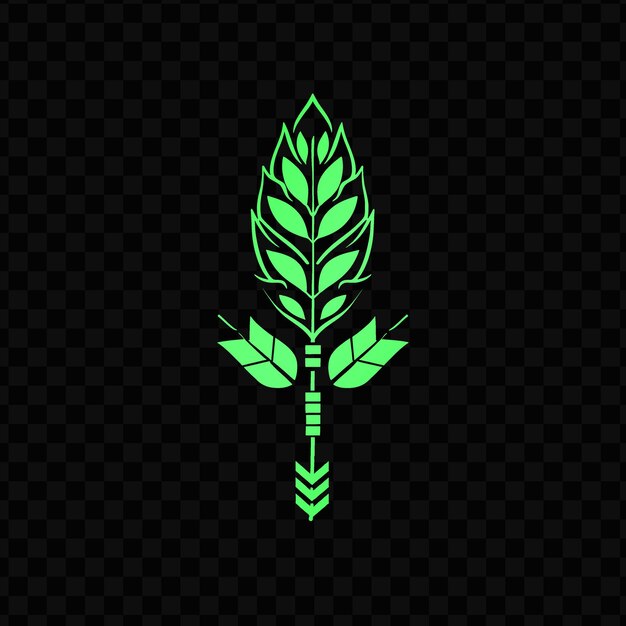 PSD green feather on a transparent background