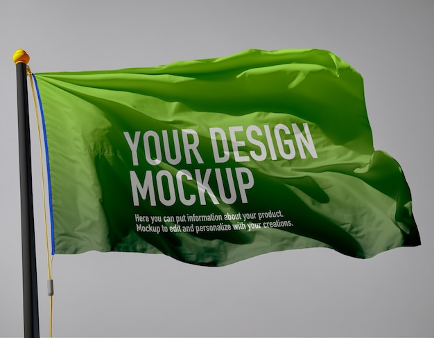 green flag mockup with customizable design and branding elements