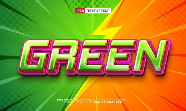 Green flash comic hero glossy 3d editable text effect