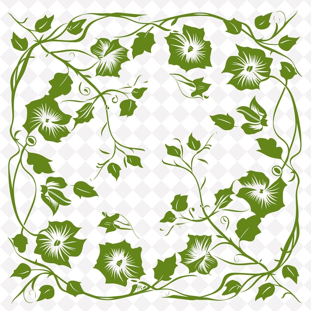 PSD a green floral design with a green background with a green flower