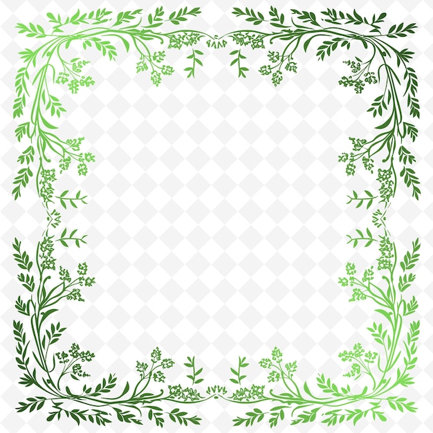 A green floral frame with a pattern of leaves