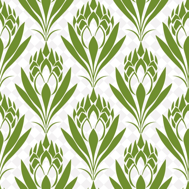 PSD a green floral pattern with flowers on a white background