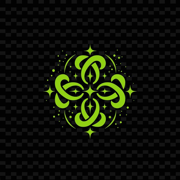 PSD a green flower on a black background with a pattern of stars