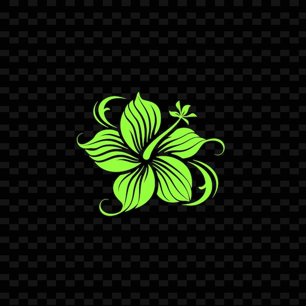 PSD green flower on a black background