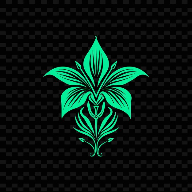 PSD green flower on a black background