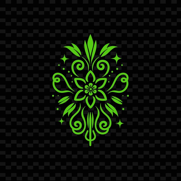 PSD green flower on a black background