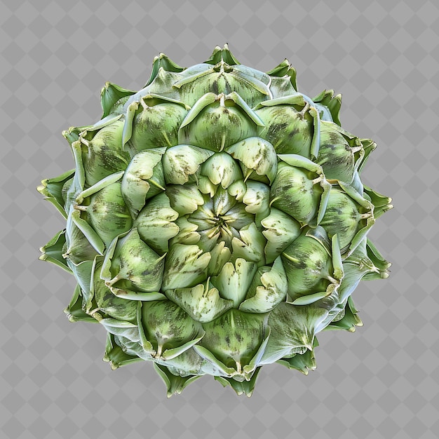 PSD a green flower with the center of it is a circle of green leaves