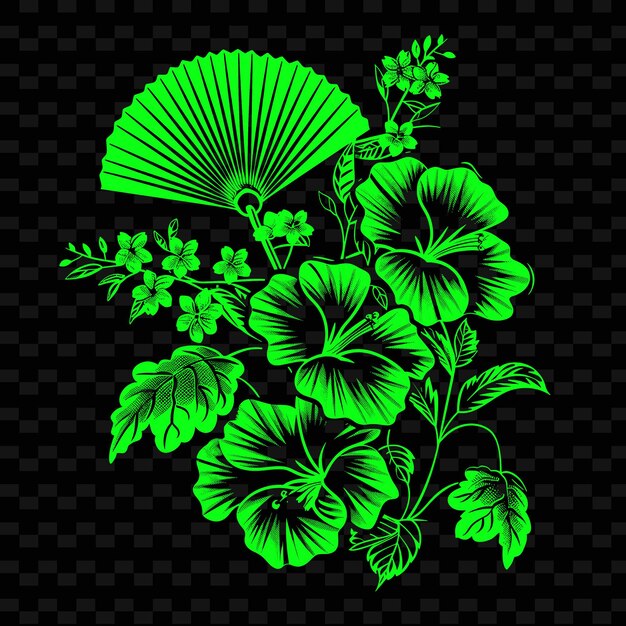 PSD a green flower with a green background with the word mushroom on it