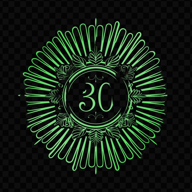 PSD a green flower with the numbers 60 on it