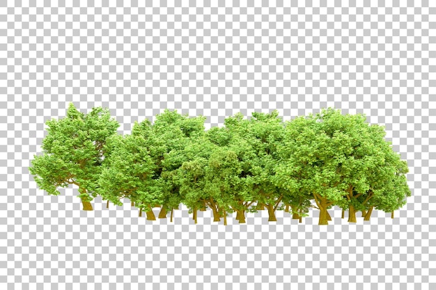 PSD 透明な背景に隔離された緑の森の3dレンダリングイラスト